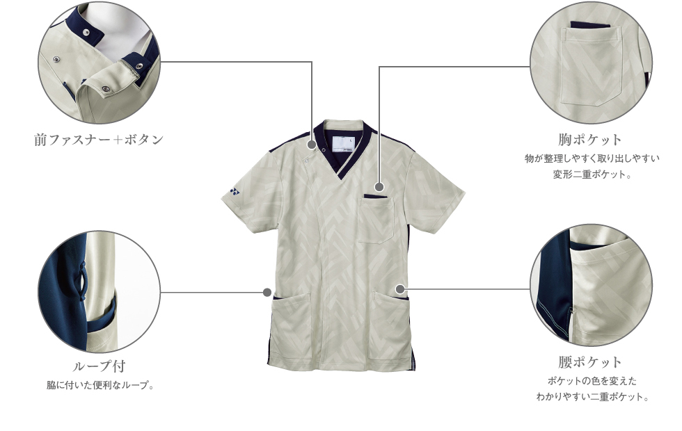 CY835 前開きスクラブ|YONEX×KIRAKU|ナースウエア・看護服 CY835 前開きスクラブ|YONEX×KIRAKU|ナースウエア・看護服